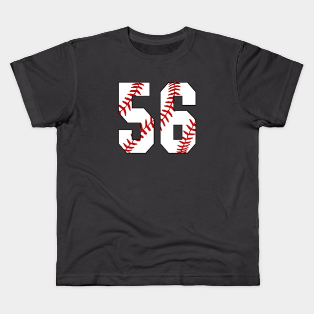 Baseball Number 56 #56 Baseball Shirt Jersey Favorite Player Biggest Fan Kids T-Shirt by TeeCreations